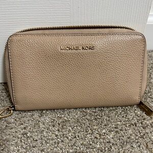Michael Kors Beige Leather Wristlet